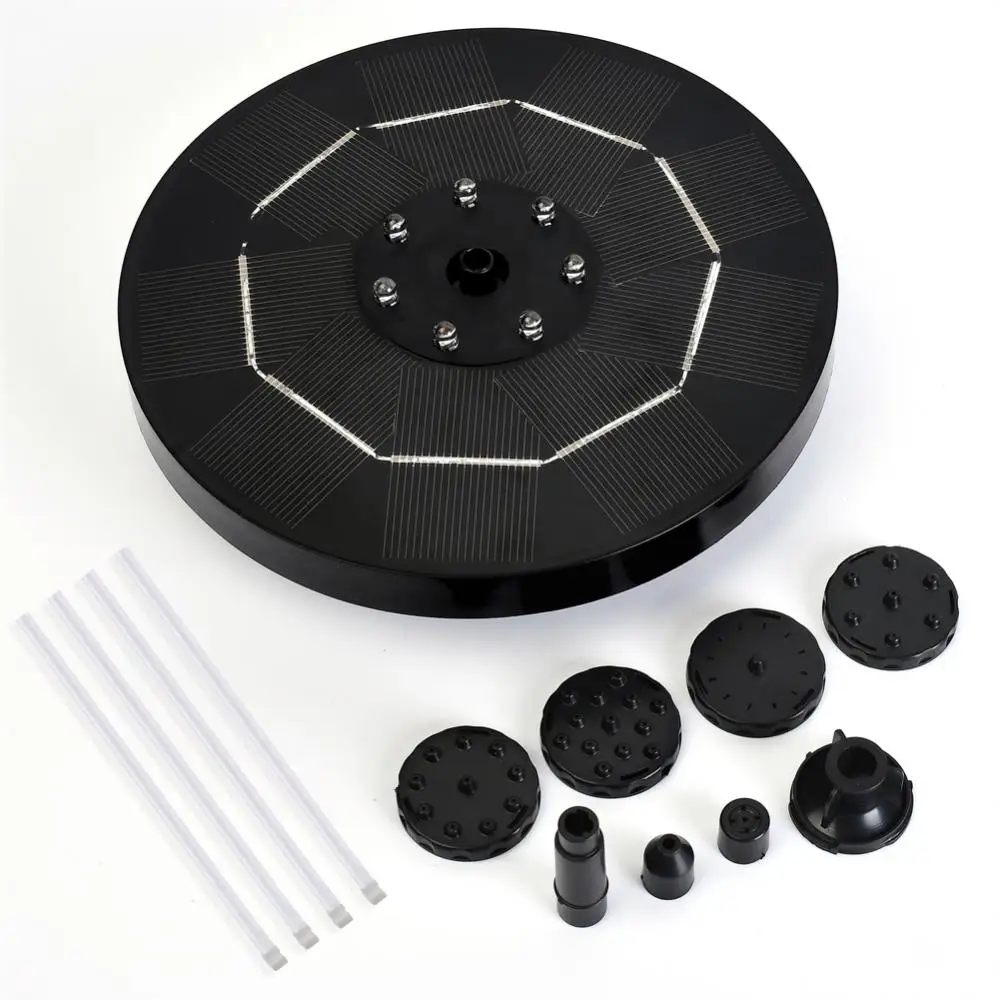 Фонтан с 6 насадками и питанием от солнечной батареи цветной светодиодный водный