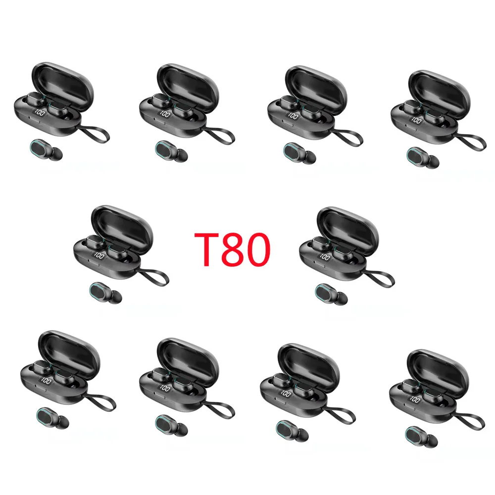 

TWS-наушники T80 водонепроницаемые с микрофоном и шумоподавлением, 10 шт.