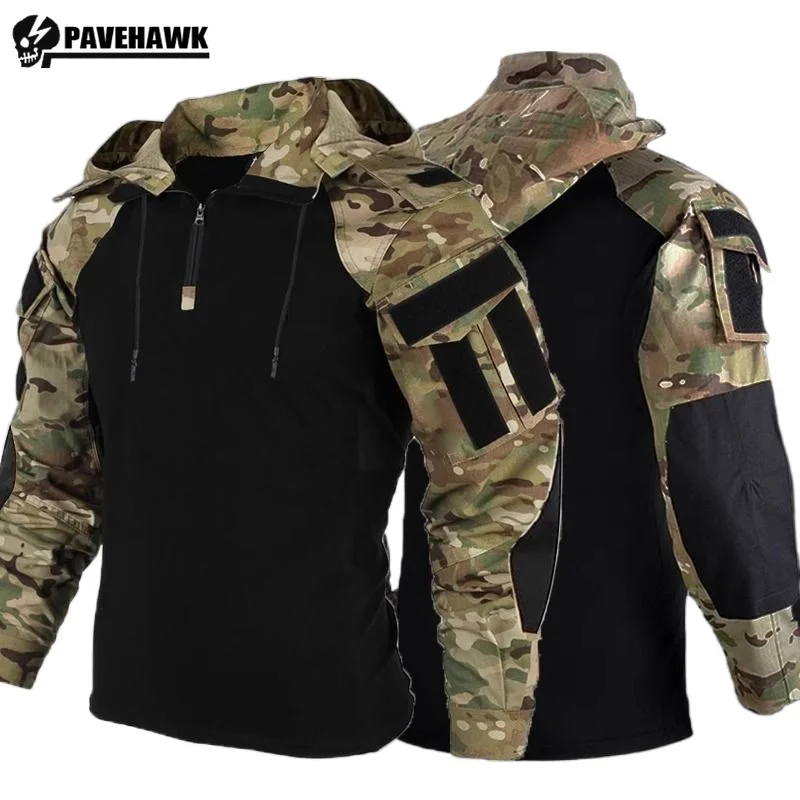 Мужской армейский пуловер дышащие камуфляжные тактические топы на молнии с