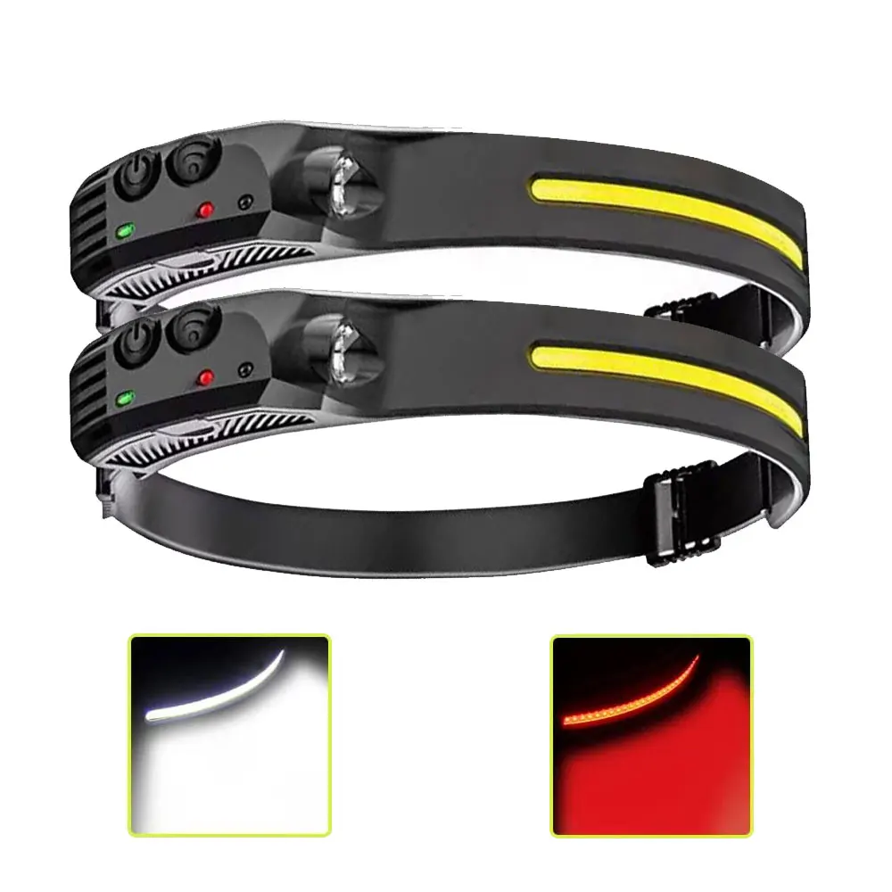 

Sensor Head Head Lamp Rechargeable Type-c Flash Head Flashlight White Red Torch Headlamp Light Battery Built-in