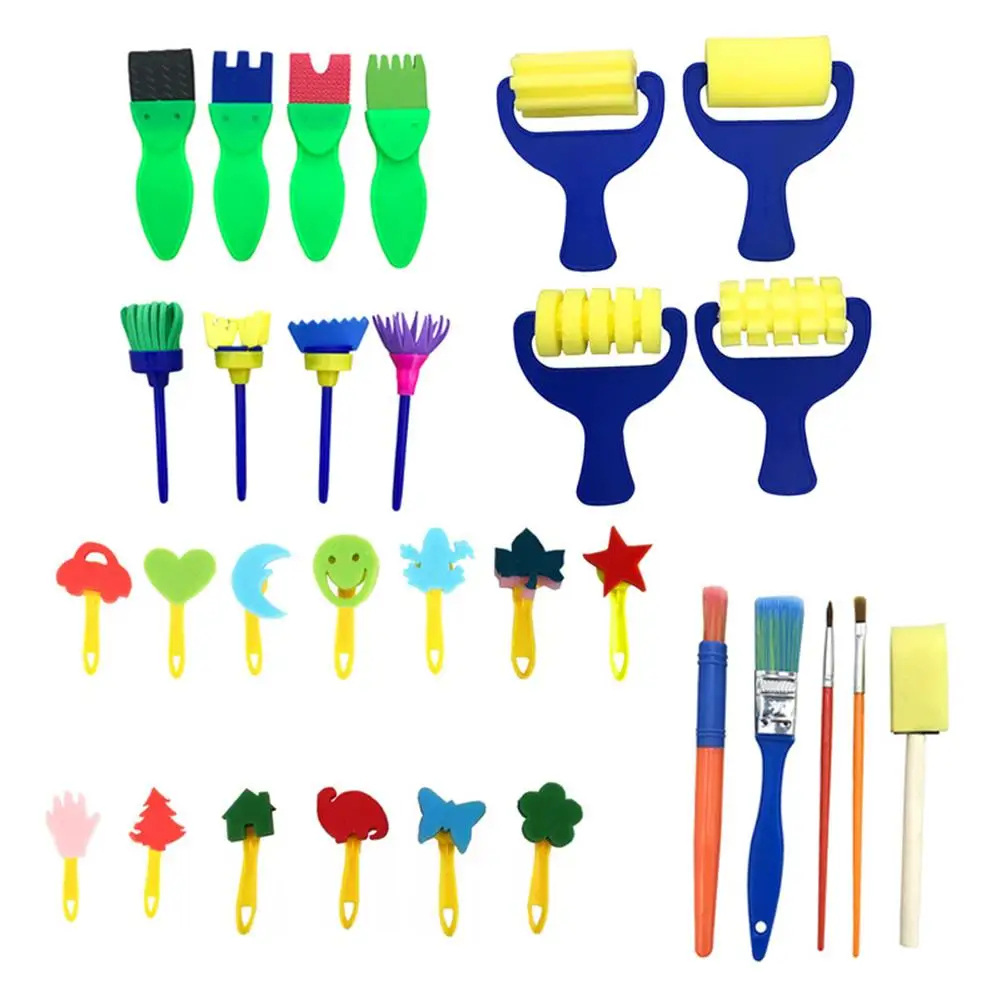 

Funny Creative Toys Bright Colours Various Shapes Exquisite Workmanship for Kids DIY Graffiti Sponge Art Supplies Brushes Tool