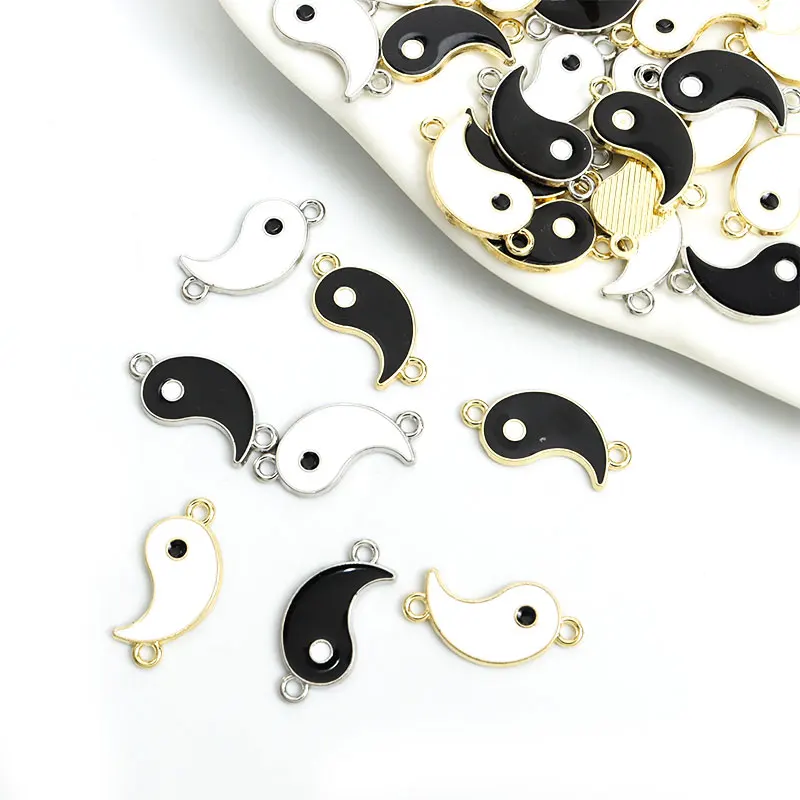 

20pcs 10x21mm Yin Yang Tai Chi Enamel Charms Connectors for Jewelry Making Chinese Style Pendant Accessories DIY Findings Crafts