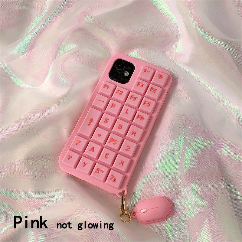 luminous mobile phone case decompression keyboard iphone 13 12 pro 11 promax se 2020 soft cute night glow women men silicone free global shipping