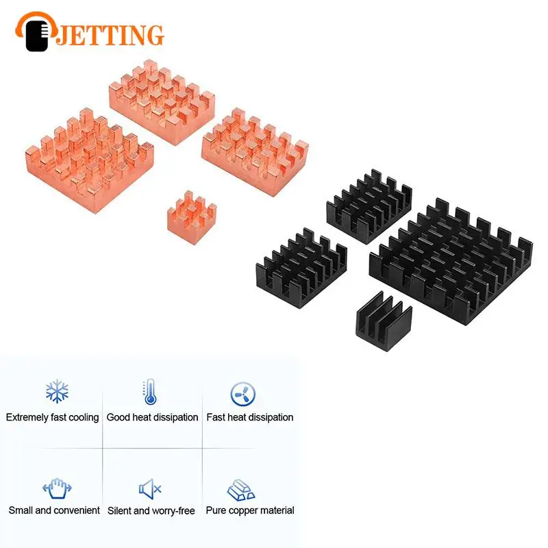 

4 шт. радиатор охлаждения из чистой меди, алюминиевый радиатор охлаждения, радиатор, комплект охлаждения для Orange Pi 5