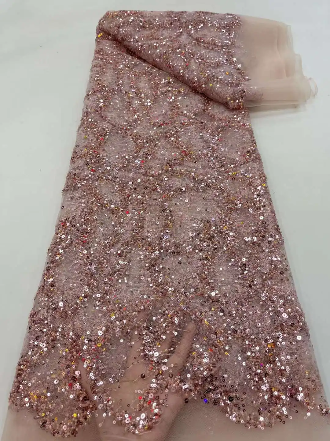 

Latest African Lace 2022 High Quality Nigerian Bridal Lace Fabric Embrodiery Tulle Beaded French Lace Fabric for Dress