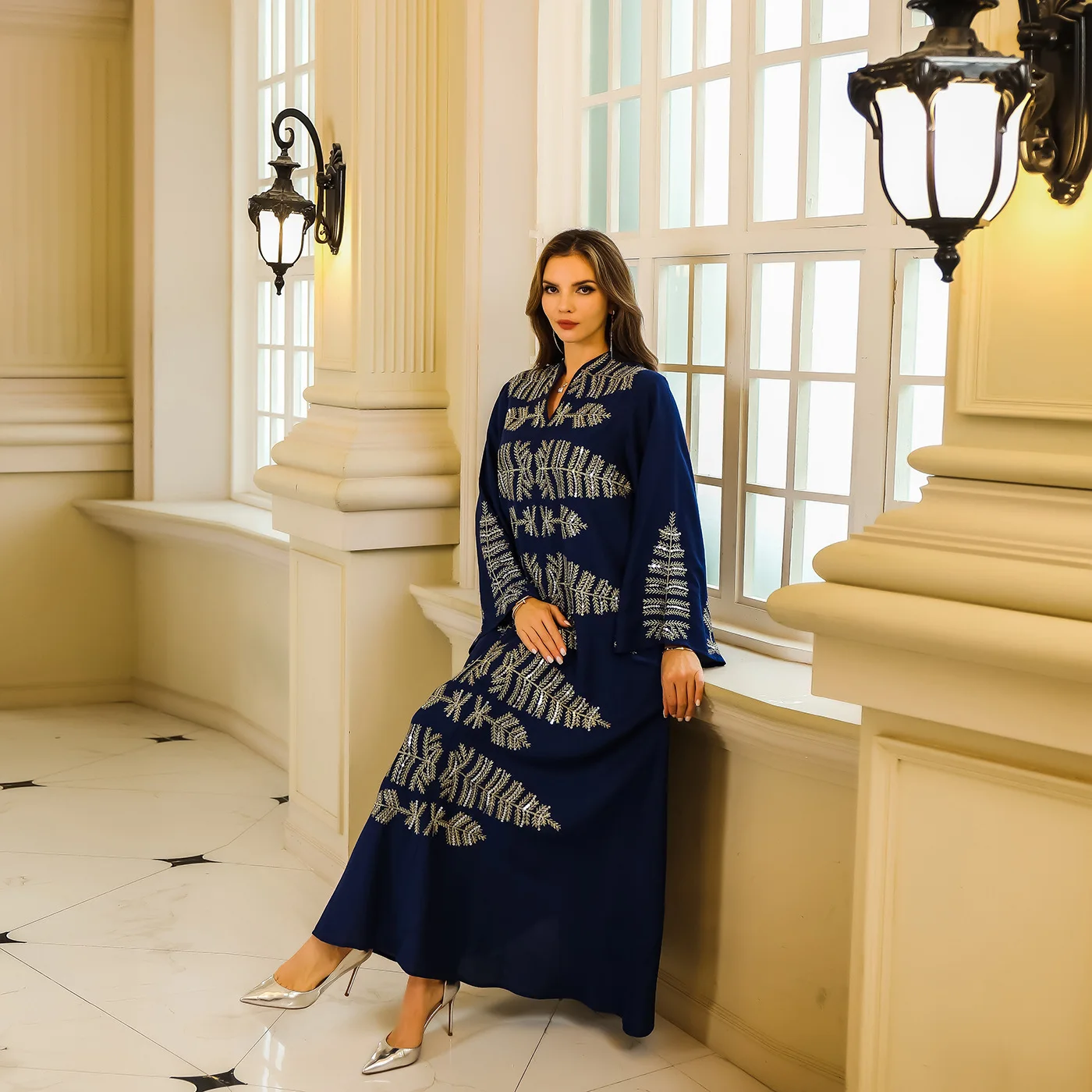 Мусульманские платья Женская одежда Дубай Турец Абая с пайетками |