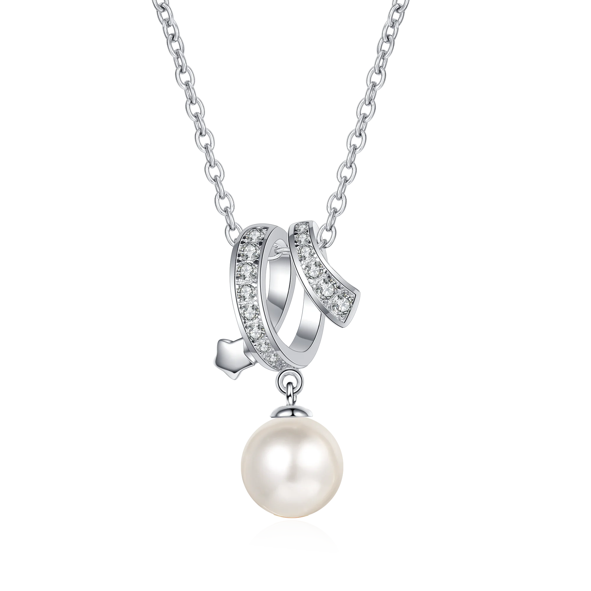 

8-9mm Freshwater Cultured Pearl Necklace Pendant With 0.24 Carat Moissanite 100% Sterling Silver Party Wedding Jewelry for Women