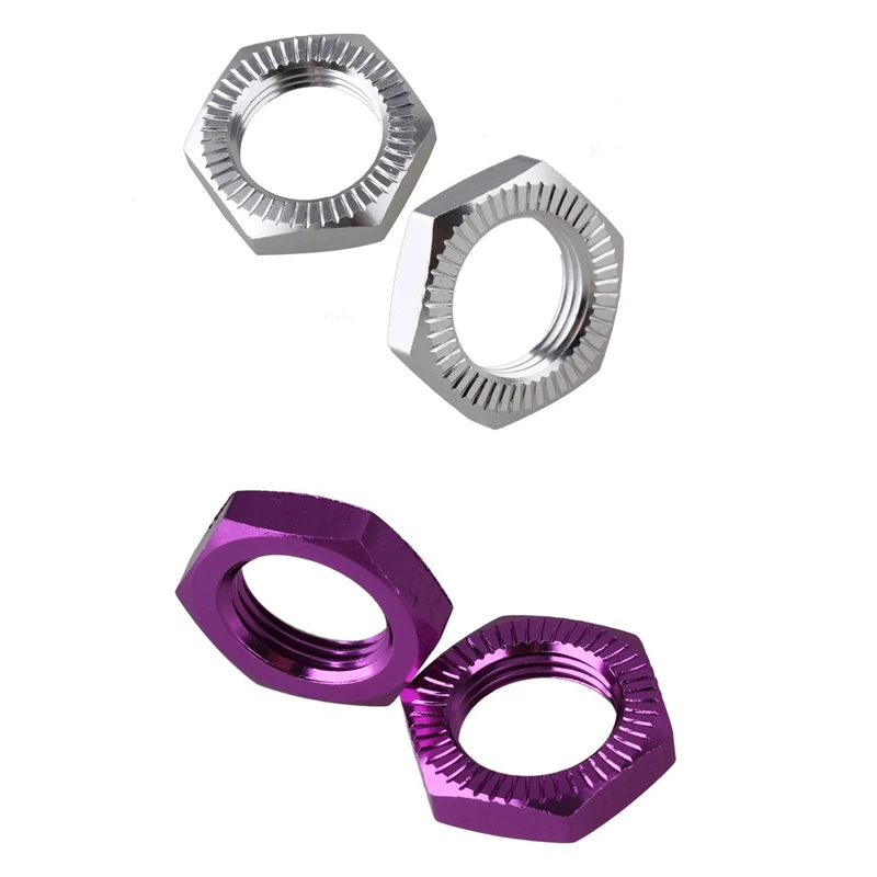 

8X 17Mm Upgrade Wheel Hex Hub Nut Cover N10177 For RC1:8 Model Car,Silver & Purple