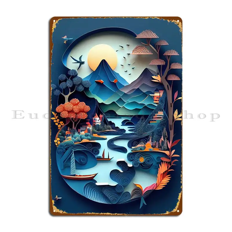 

Kirigami Decoration Metal Sign Wall Mural Iron Cinema Mural Wall Cave Tin Sign Poster