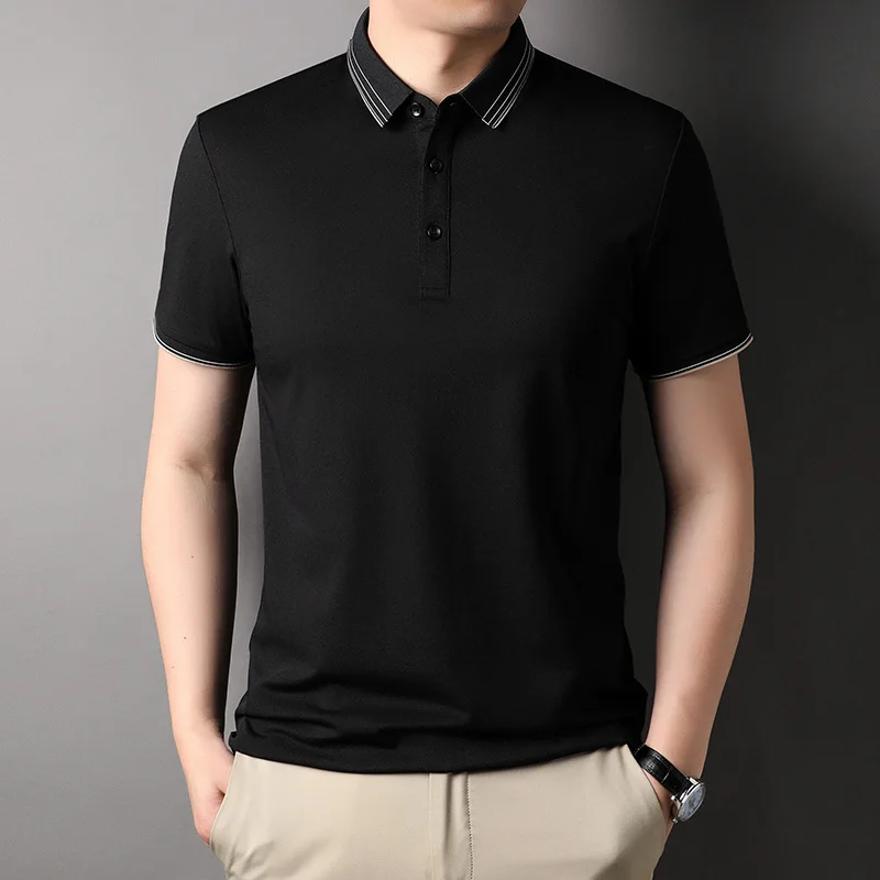 

Рубашка-поло мужская с коротким рукавом, однотонная повседневная одежда, уличная одежда, Корейская рубашка-поло, лето 2023