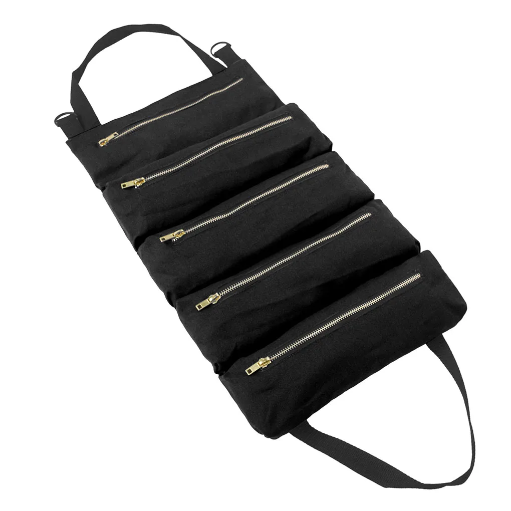 

Car Hanging Organizer Bag Multi-pocket Zipper Closure Utility Headrest Hanging Storage Bag Black