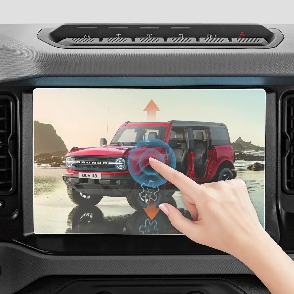 

Защита экрана для Ford Bronco Raptor Everglades Wildtrak 2021 2022 12 дюймов Закаленное стекло Защитная пленка центральный сенсорный экран
