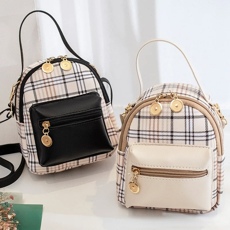 

2022 Mini Backpack Classic Trend Plaid Backpack Single Shoulder Bag Backpacks for Women PU Backpack Purse Women's Bags mochilas