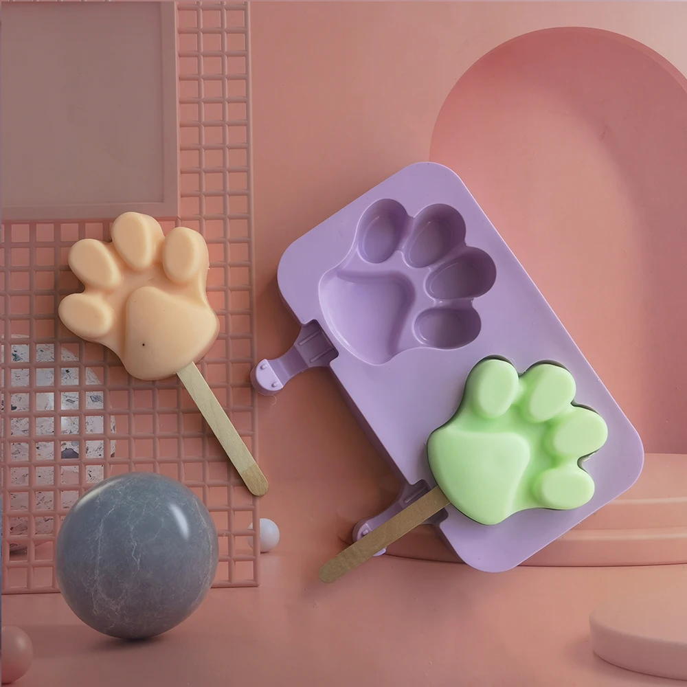 

Cute Cartoon Animal Paw Ice Cream Mold Silicone Popsicle Molds Reusable Ice Cube Maker Homemade Ice Mould
