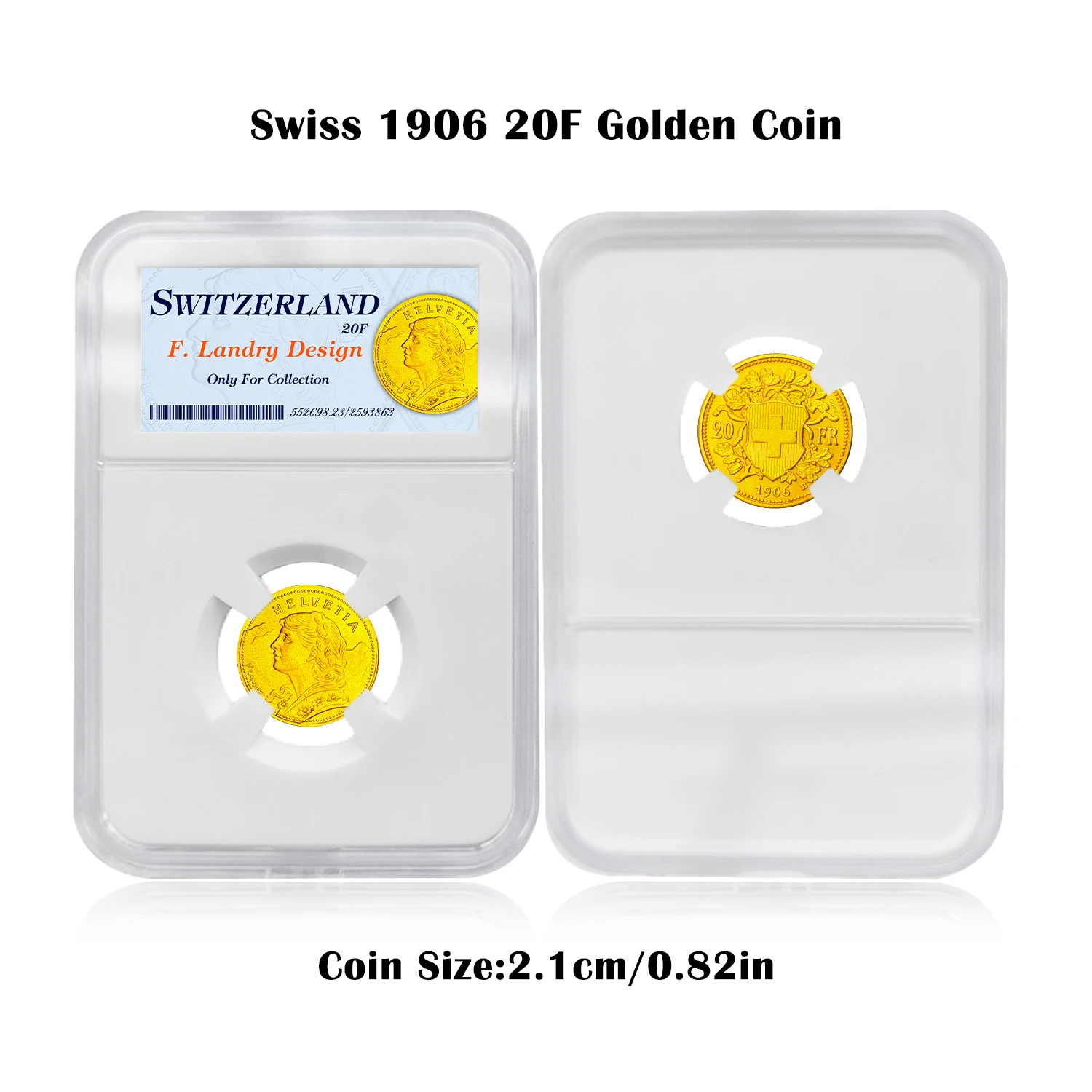 

Реплика Швейцарской Монеты 20 Франков «Горная Богиня» 1904/1905/1906, Золотая Монета-сувенир С Подарочной Коробкой