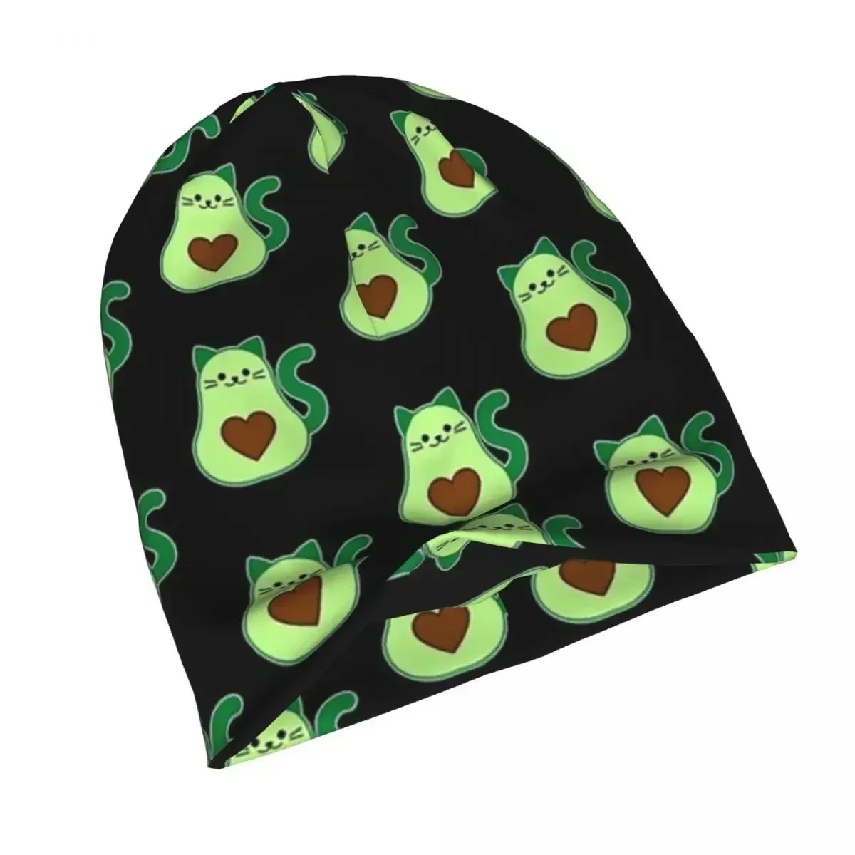 Теплая вязаная шапка с котом авокадо - теплая модная капюшоном осенне-зимние