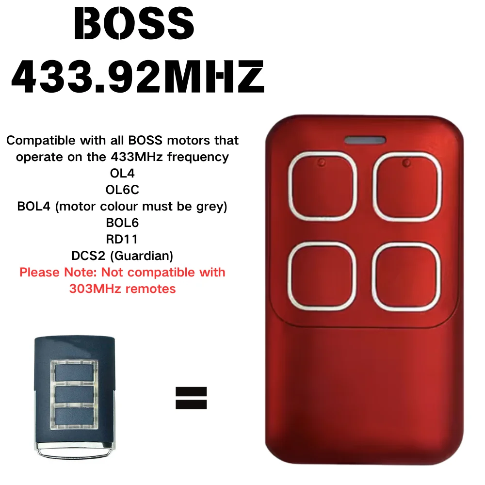Фото Запасной пульт дистанционного управления для гаражных ворот Boss BHT3/BHT-3/HT3/BOSS6 433МГц BOL4/BOL6/OL4 №3