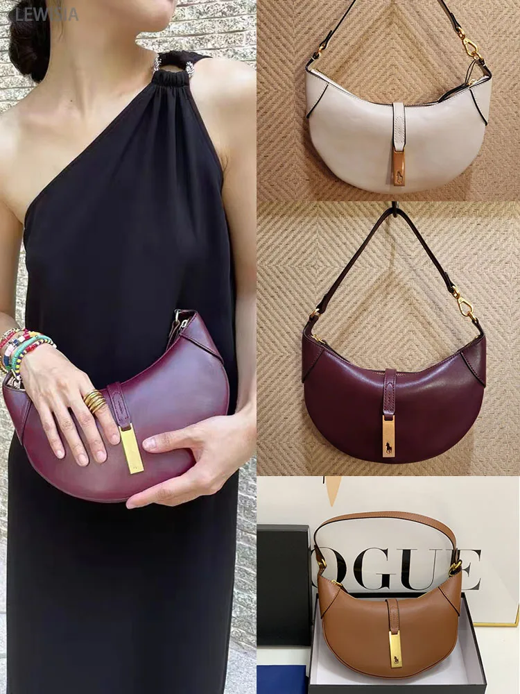 

LEWISIA Ladies Shoulder Bags Women Genuine Leather Solid Color Elegance Armpit Bag Handbag Saddle Bag Chic Half Moon Ba 2023 New