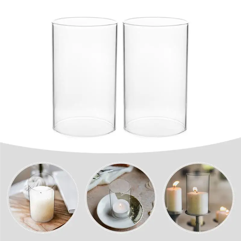 

2pcs Clear Glass Candle Covers Windproof Candle Protectors Candle Supplies