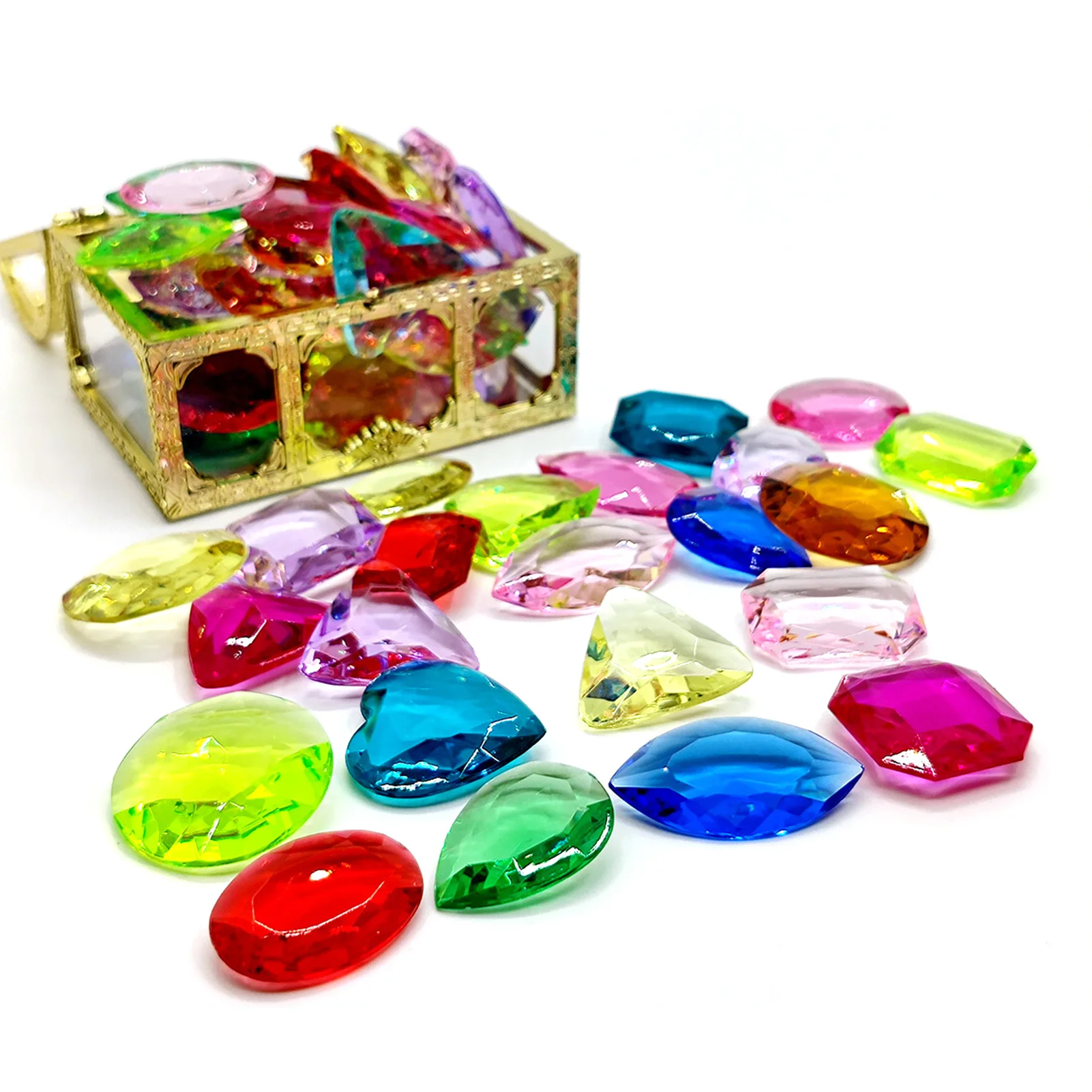 

Pool Diving Toys Swimming Pool Colorful Gems with Summer Treasure Pirate Chest Box Marine Hunting Games Underwater Toy For Kids