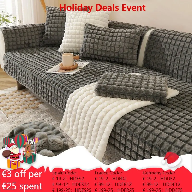 

Thicken Soft Plush Sofa Cover Nordic Winter Warm Sofa Towel Cover Non-slip Couch Slipcovers Sofa Cushions for Living Room Decor