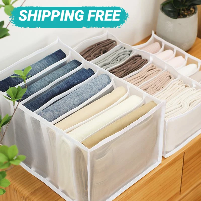 

Closet Storage Organizers For Clothes Jeans Compartment Storage Items Bags Boxes Case Wardrobe Organizer Pants Drawer Divider