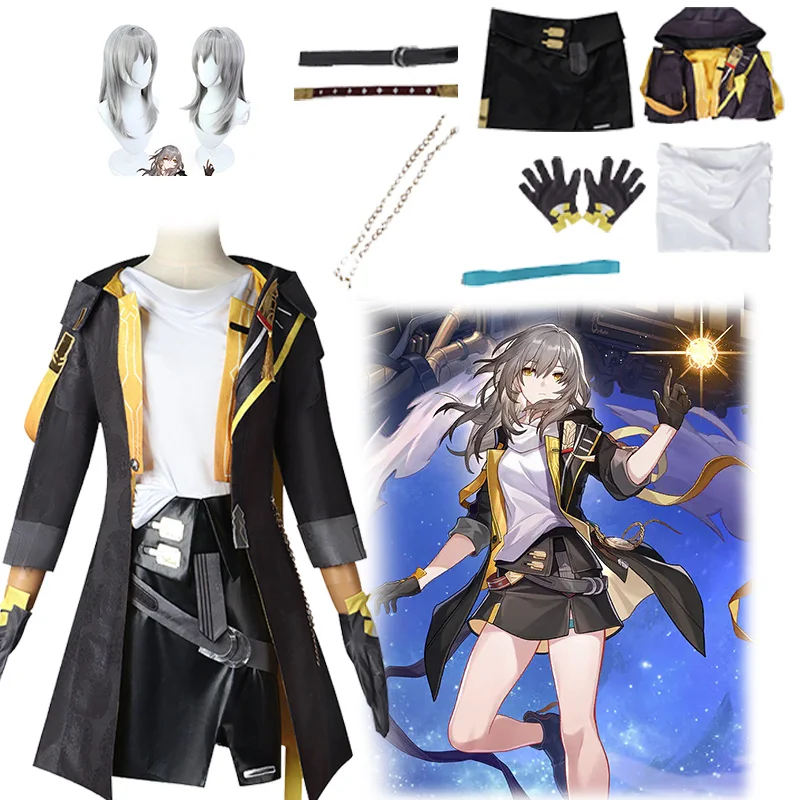 

Anime Game Honkai Star Rail Trailblazer Stelle Caelus Cosplay Man Women Costume Wig Set Male Pants Outfit Fancy Dress Outfit