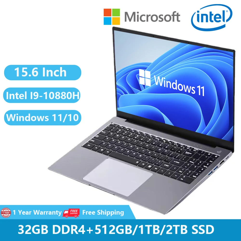 2022 Игровые ноутбуки Windows 11 Pro офисные ноутбуки 15,6 Iris Xe Graphics Intel Core I9-10880H 32 Гб RAM + 2 ТБ металлический корпус Type-C