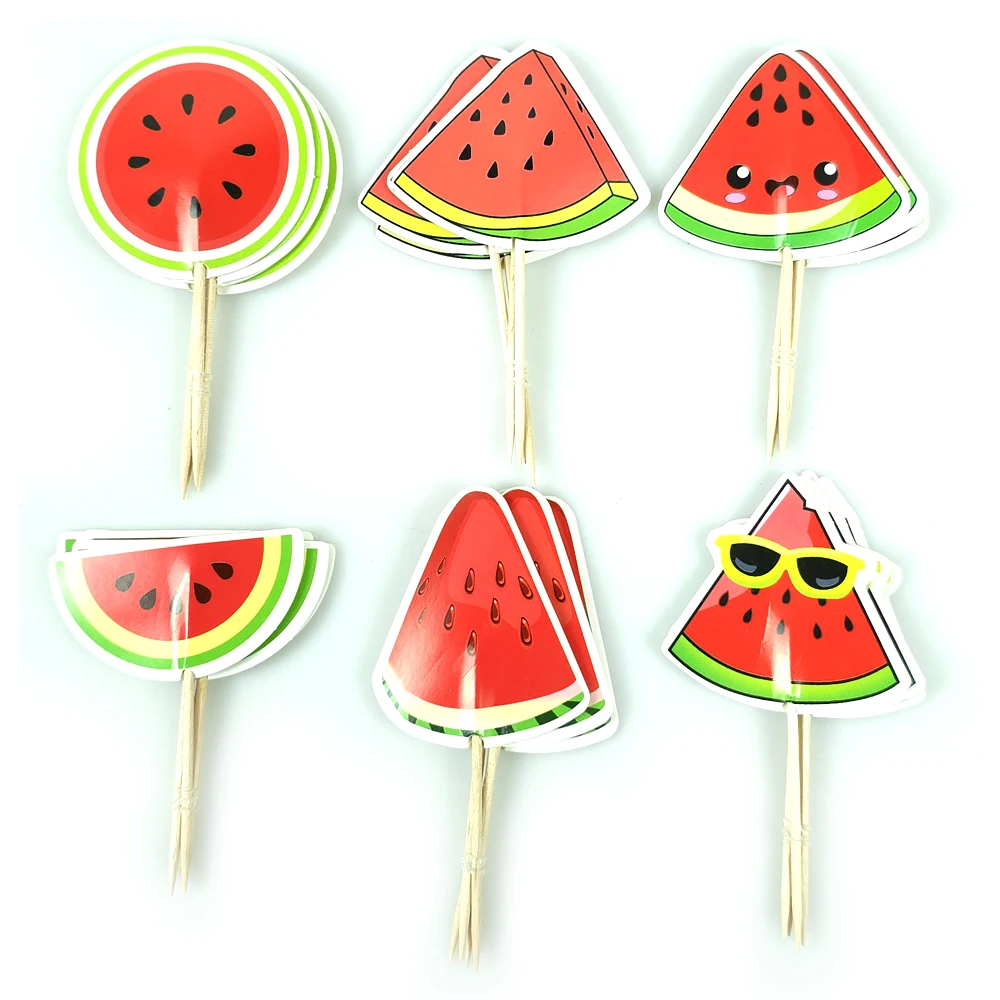 24 шт./лот тема с фруктами арбуза украшение для торта топпер девочек детские