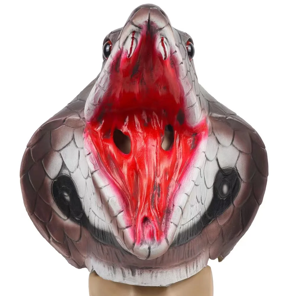 

Snake Mask Cobra Head Animal Latex Full Head Realistic Masks Fancy Dress for Halloween Carnival Costume Party Free Freight