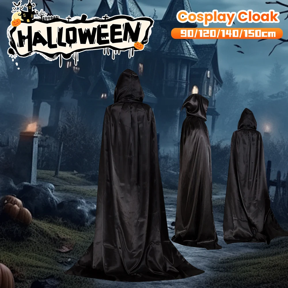 Длинный Бархатный Плащ С Капюшоном Зеленый Черный Красный Хэллоуин Карнавал