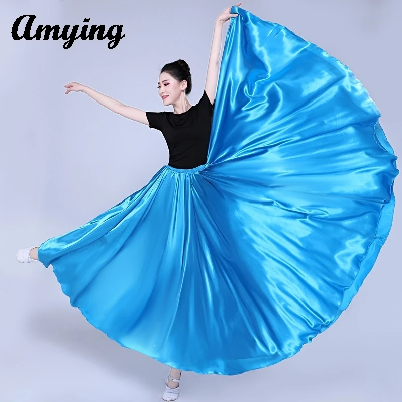 Новая атласная юбка на 360/540/720 градусов женский танцевальный сценический костюм