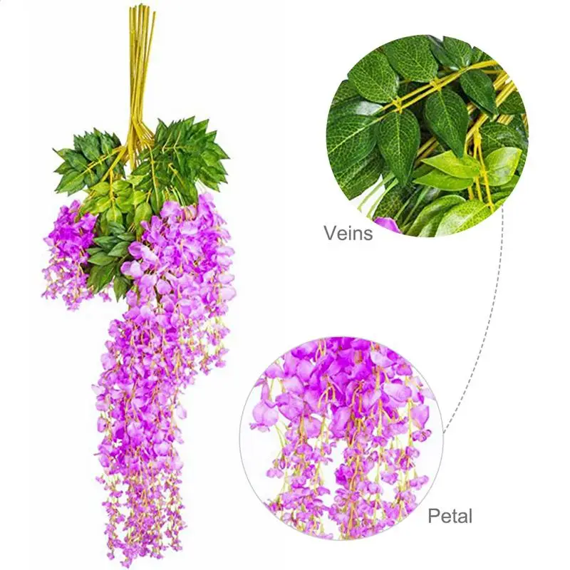 12 шт. футов искусственные визуальные Цветочные лозы для дома белые свадебные