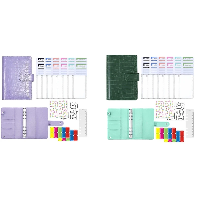 

Бюджетный переплет с конвертами на молнии, А6 переплет PU бюджетный блокнот для ежедневного планировщика, наличные конверты, бумага, этикетк...