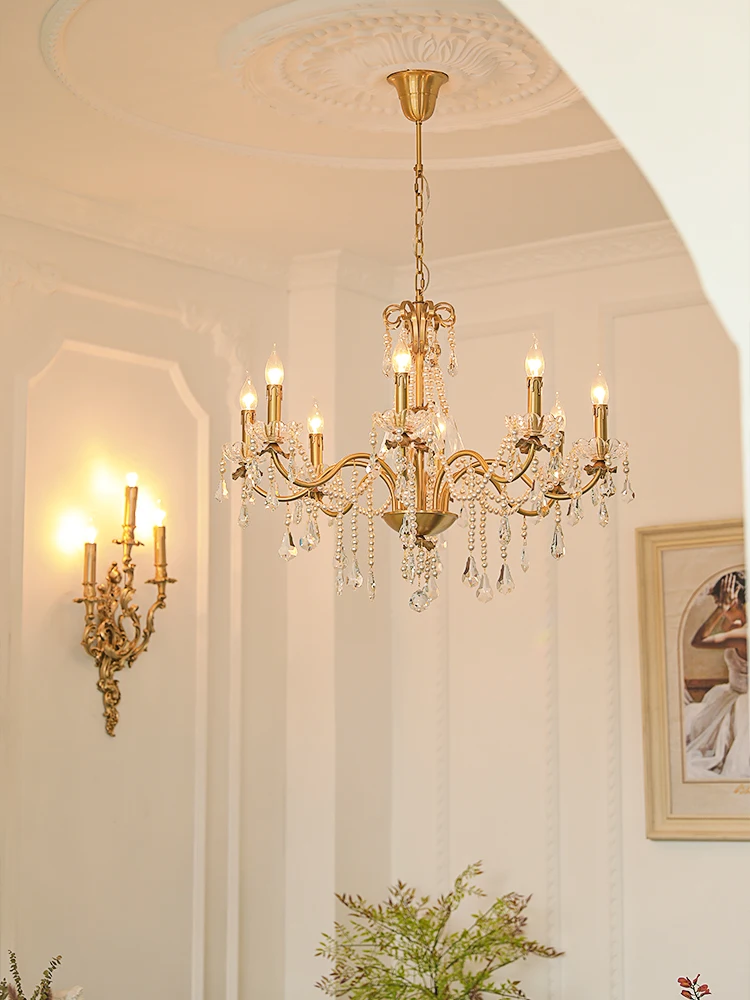

American Retro French Crystal Chandelier Restaurant Lamps