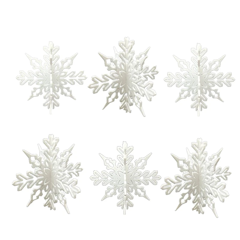 

50Pcs Plastic White Snowflake Ornaments Christmas Xmas Hanging Pendant For Winter Christmas Trees