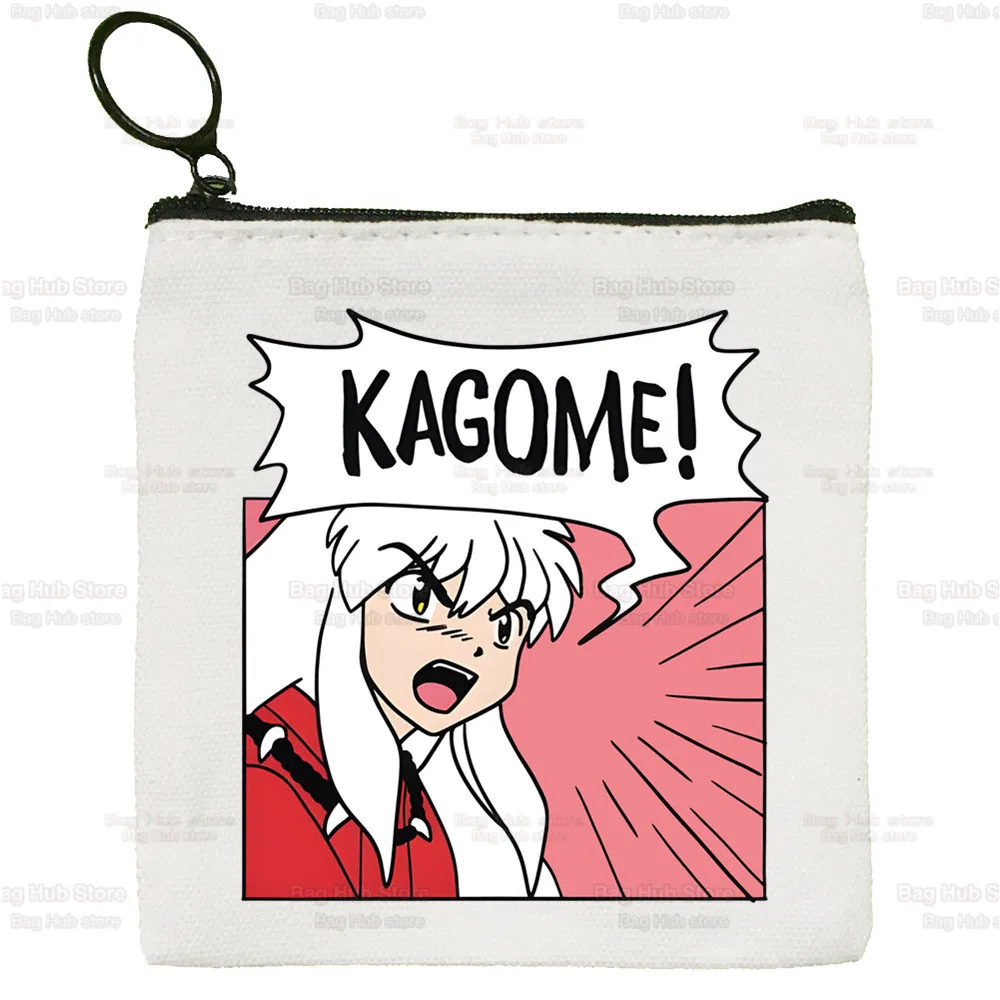 Inuyasha Anime Cartoon Coin Purse Female Kagome Mini Canvas Art Cute Sesshoumaru Key Case Higurashi Coin Purse Student Wallet