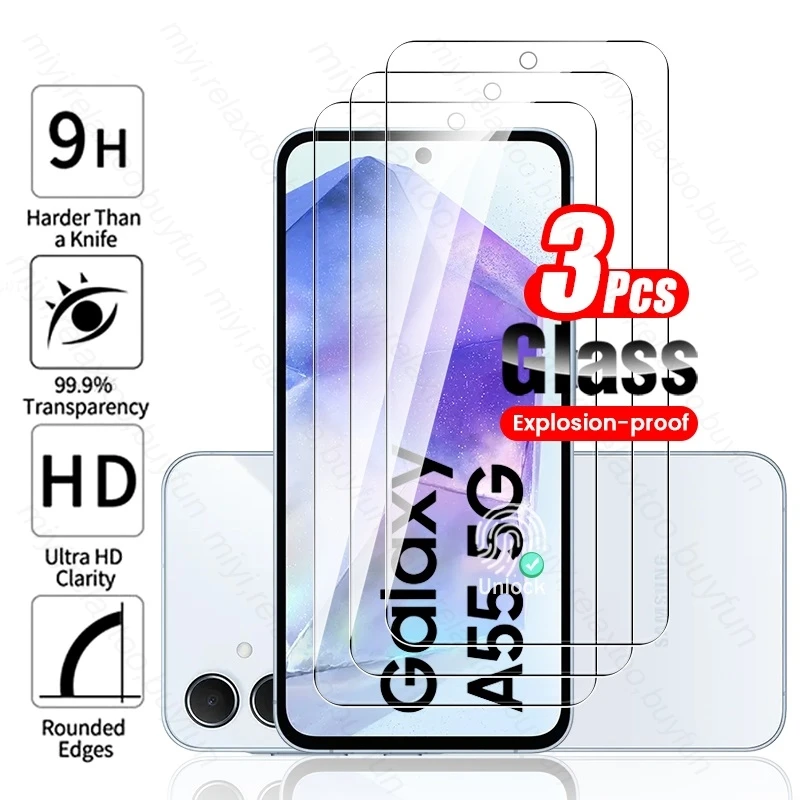 Для Samsung Galaxy A55 5G Glass 3 шт. 19D закаленное стекло Защита для экрана SamsungA55 Samung Sumsung A 55