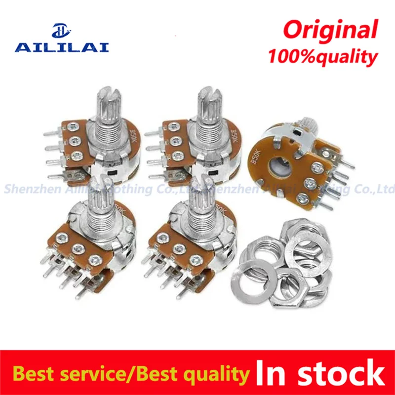 5 шт. WH148 20 мм 6-контактный линейный потенциометр с гайками и шайбами 1K 2K 5K 10K 20K 50K 100K
