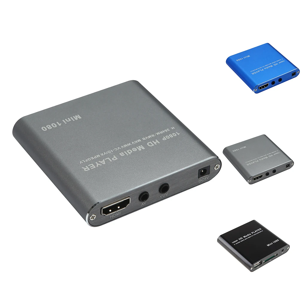 

1080P Mini HD Media Player AV USB SD MMC Multimedia Advertising MKV Car External Video Player UK plug/US plug/EU plug