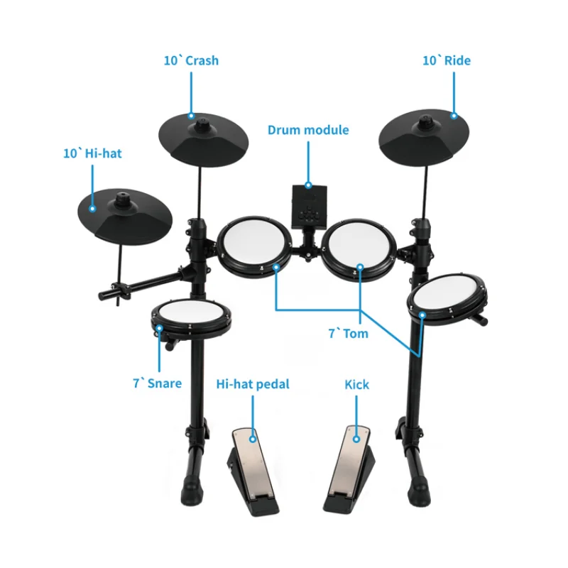 

2023 Newest Hot Sale Most Realistic Best Playing Musical Drum Set Factory Electronic Drum Kit
