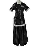 sissy maid pvc womens black heavy work dress square neck long dress cross dress customization