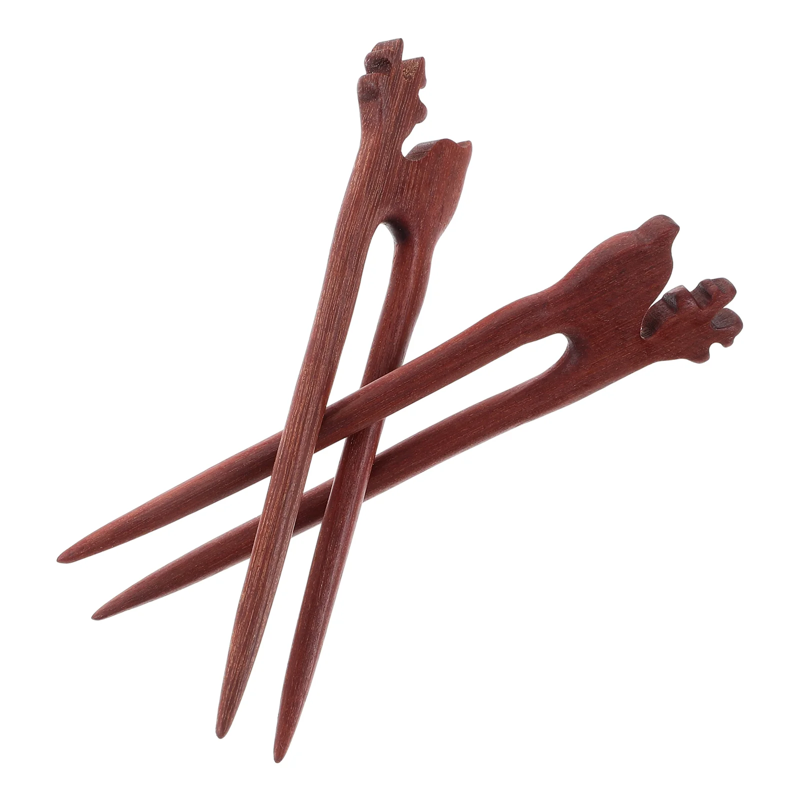 

2 Pcs Hair Stick Wooden Sticks Pin Cheongsam Hairpins Women French Red Sandalwood Chinese Bride Bridal Accessories