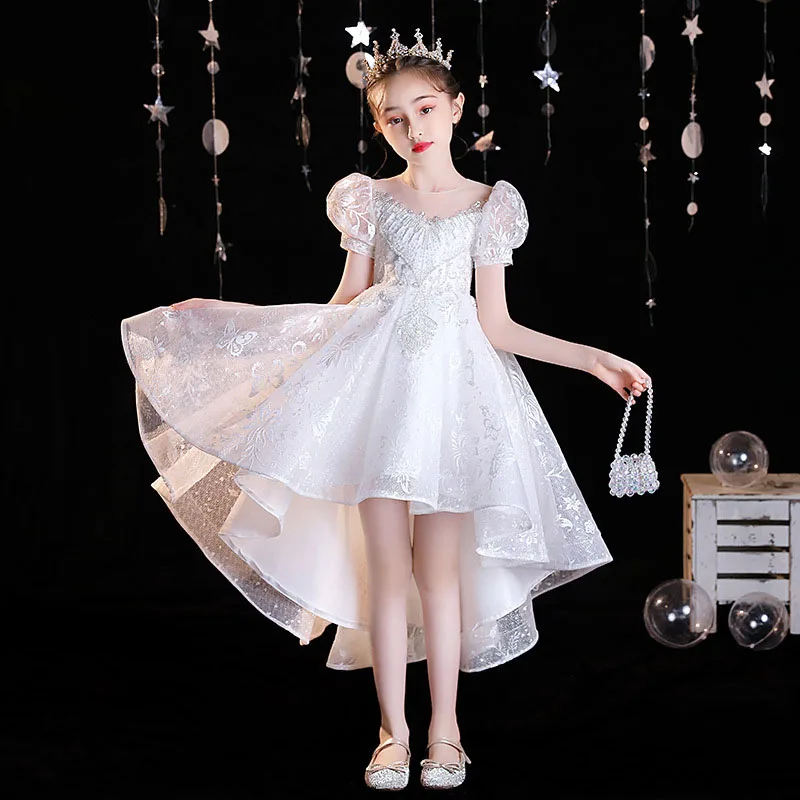 

Girl Dress Little Princess Cotton Foreign Style Flower Children Dishevelled Temperament Runway Show Piano Host Little Wedding