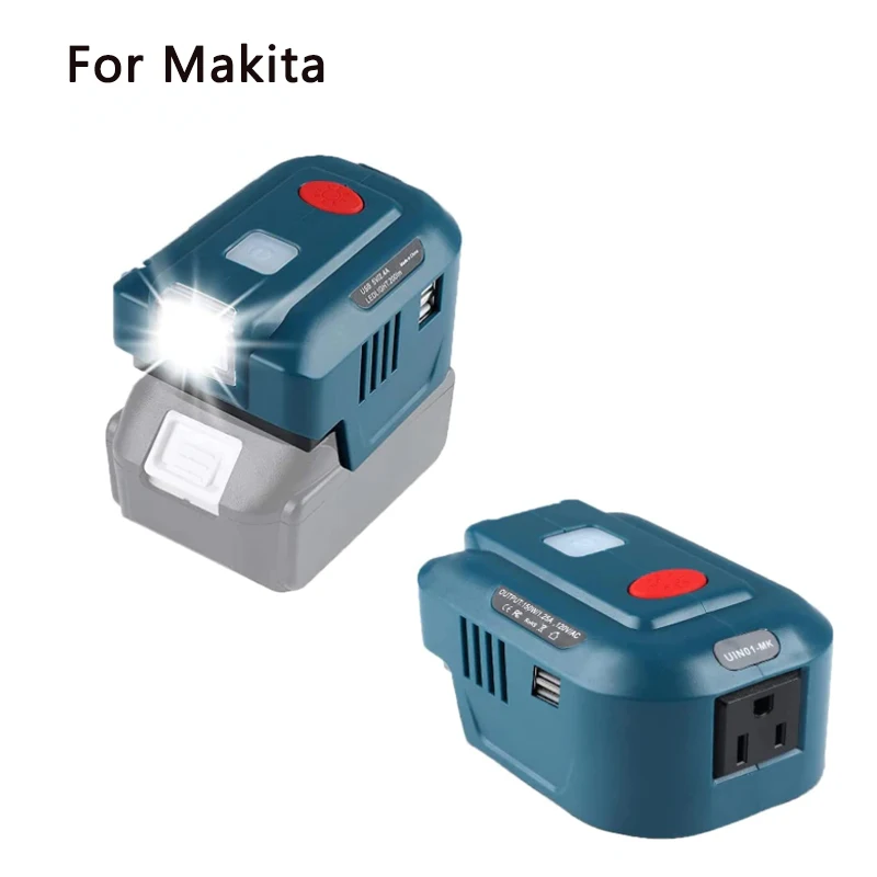 

For Makita 18V Lithium Battery Inverter Generator US/EU Plug Portable Power Source USB Adapter with LED Light for Makita BL1860