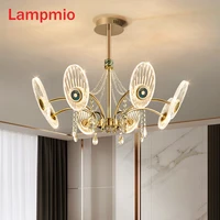 lampmio postmodern luxury chandelier golden crystal lamp art deco led light fixture for hotel villa hall decor living dining