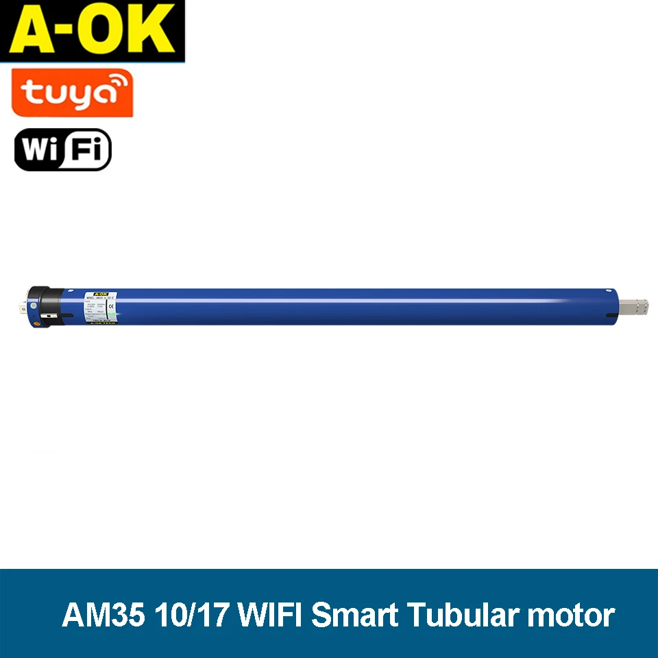 A-OK AM35 10/17 230V/120V Smart WIFI трубчатый двигатель, приложение Tuya RF433 дистанционное управление, для трубки 40/45mm/47mm/50mm, для вращающихся жалюзи