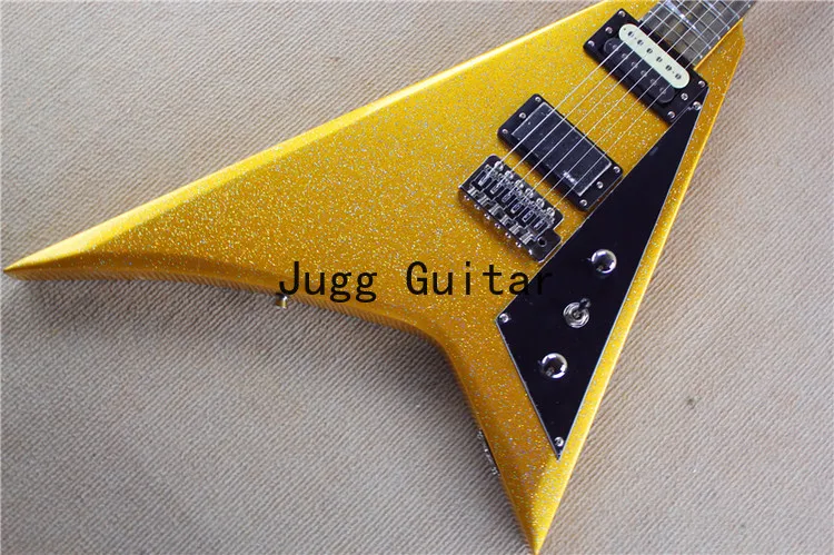 

Custom Shop Jack son Ltd Randy Rhoads RR Flying V Goldtop Electric Guitar Big Sparkle Gold Paint,Black Pickguard