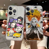 demon slayer tpu clear phone case for iphone13 12 11 pro max xr 6s 8 7 plus se2020 12 13 mini silicone lens protection cover