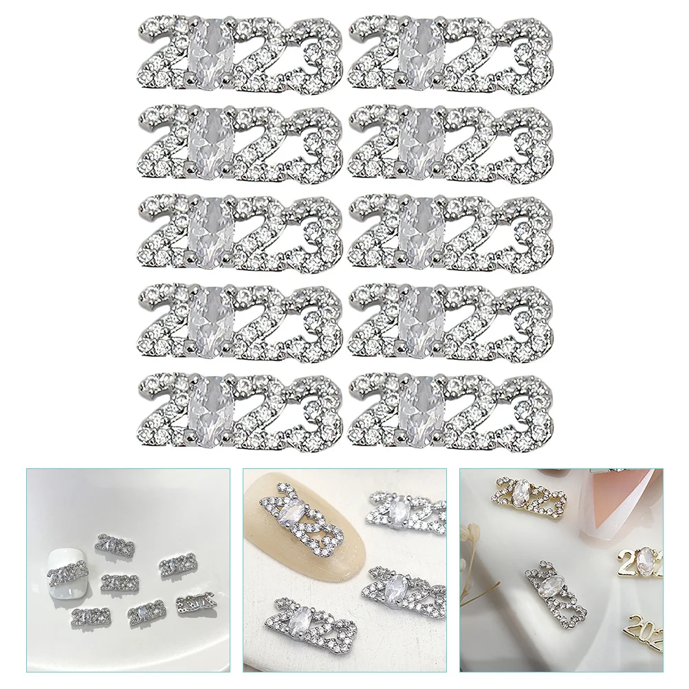 

10Pcs 2023 Nail Charms 3D Nail Charms Nail Decals DIY Nail Decorations